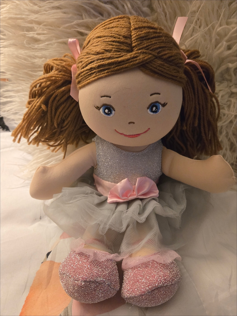 Butterflies Collection Sarah Ballerina Doll Rag Pink Gray 2011 Retired EUC
